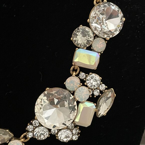 NWT J. Crew Clear Crystal Aurora Borealis Lavender Ribbon Statement Necklace 18" - Picture 3 of 7